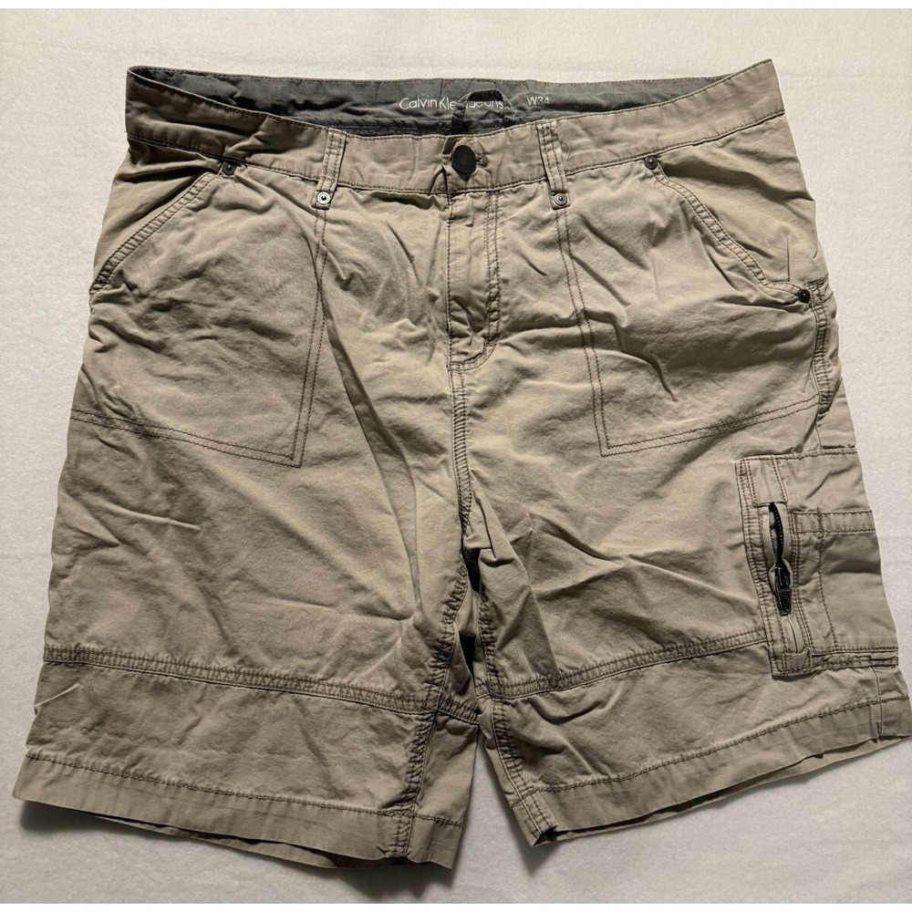 Calvin Klein Jeans Men's Cargo 5-Pocket Button Fly Flat Front Shorts Size W34